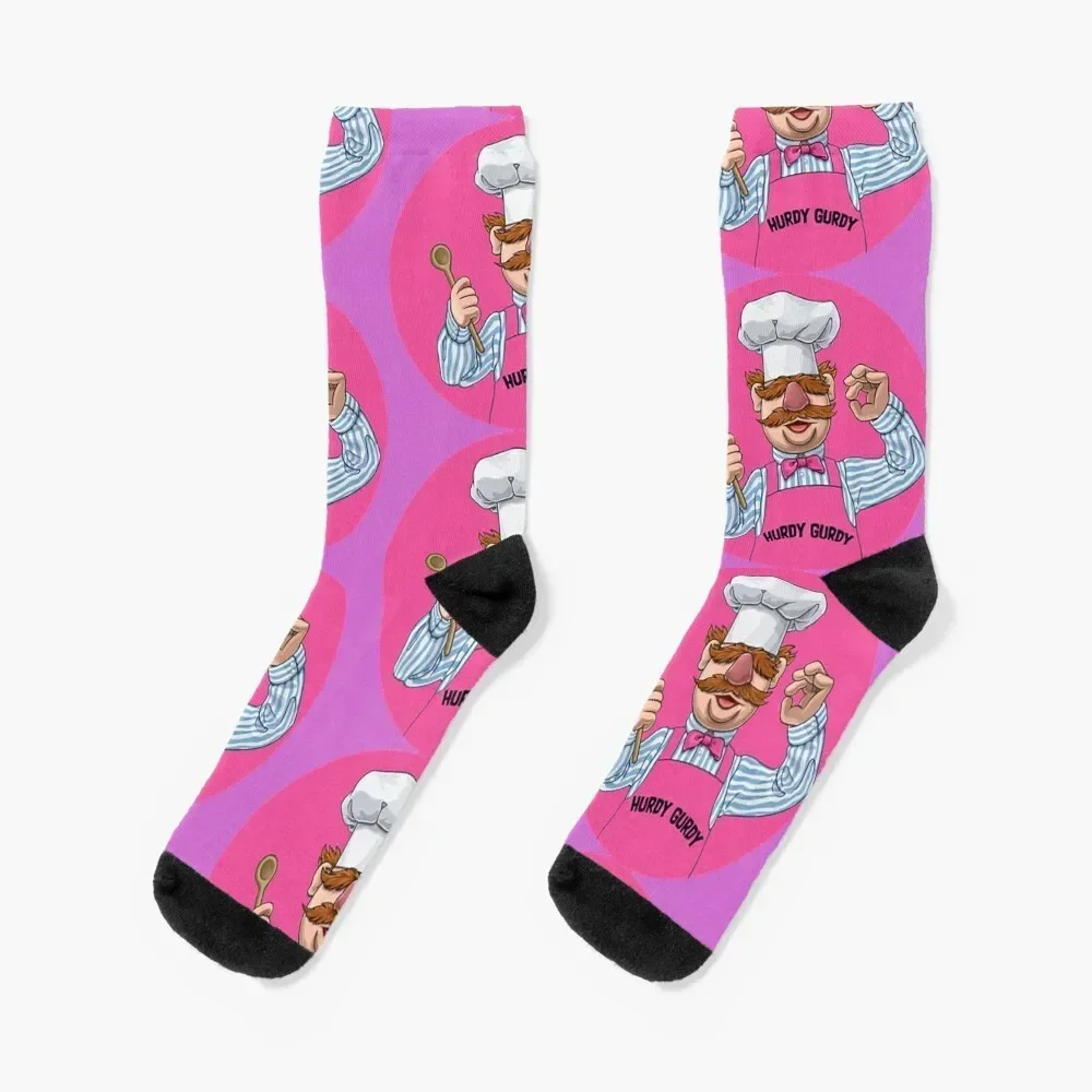 Hurdy Gurdy Bork Bork Microwave Chef - Bad Cook Gifts - Lazy Cooks - Funny Swedish Chef Socks heated kids Man Socks Women's