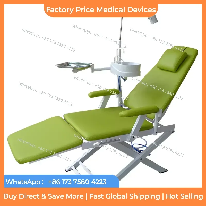 2026 Portable Electric Folding Double Chair Air Compressor Unit Dentist Plastic Steel Made Compact fastshipping