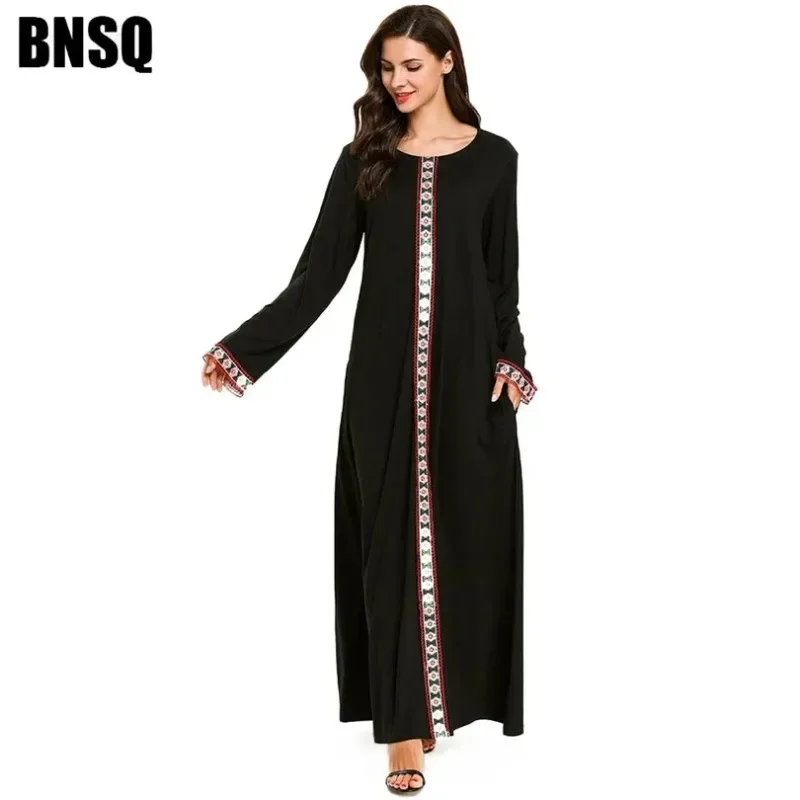 

Casual Print Maxi Dress Knitted Muslim Abaya Full Skrit Loose Kimono Long Robe Gowns Ramadan Middle East Arab Islamic Clothing