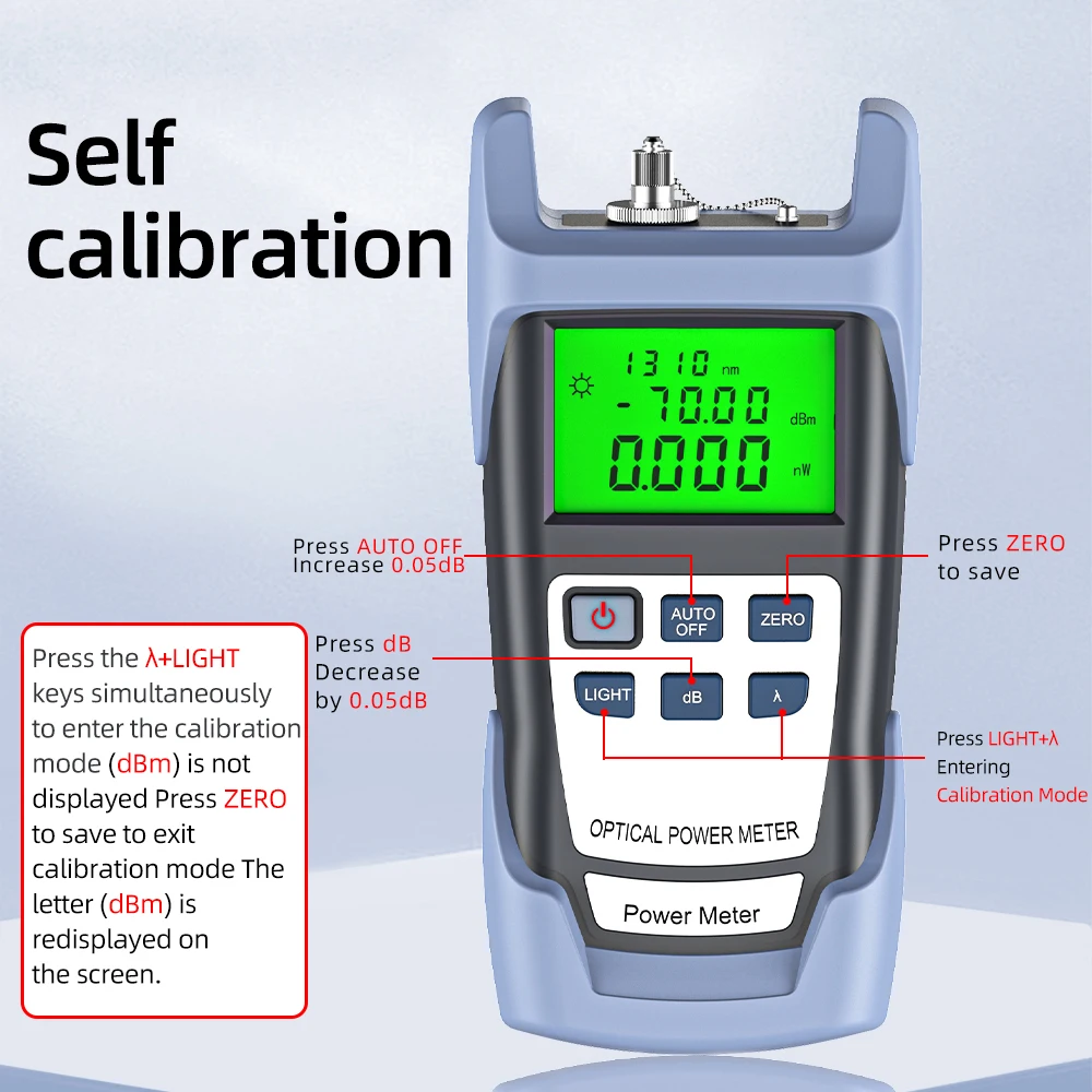 Fiber Optic Power Meter Connector Cable Tester Leistungsmesser  Network 70~+10dB -50~26dB (With Built-In LED Lighting) FTTX