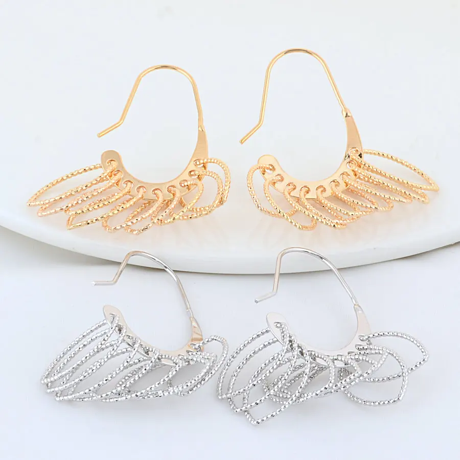 2PCS 21*49MM 14K Gold Color Brass Oval Shaped Earrings Hoops High Quality Jewelry Making Supplies Diy Findings Accessories