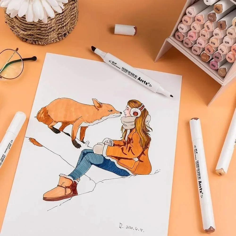 Arrtx 36 kolorów Marker alkoholowy Markery do odcieni skóry ALP Podwójne końcówki do kolorowania Portret Komiks Anime Ilustracja Karta — zdjęcie produktu 5