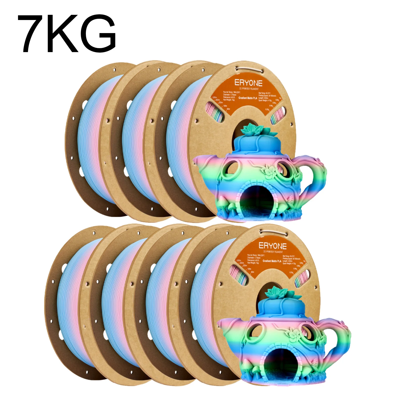 ERYONE Matte Gradient Multi-Color PLA Filament Matte Gradient Rainbow 3D Printer PLA Filament Filament PLA