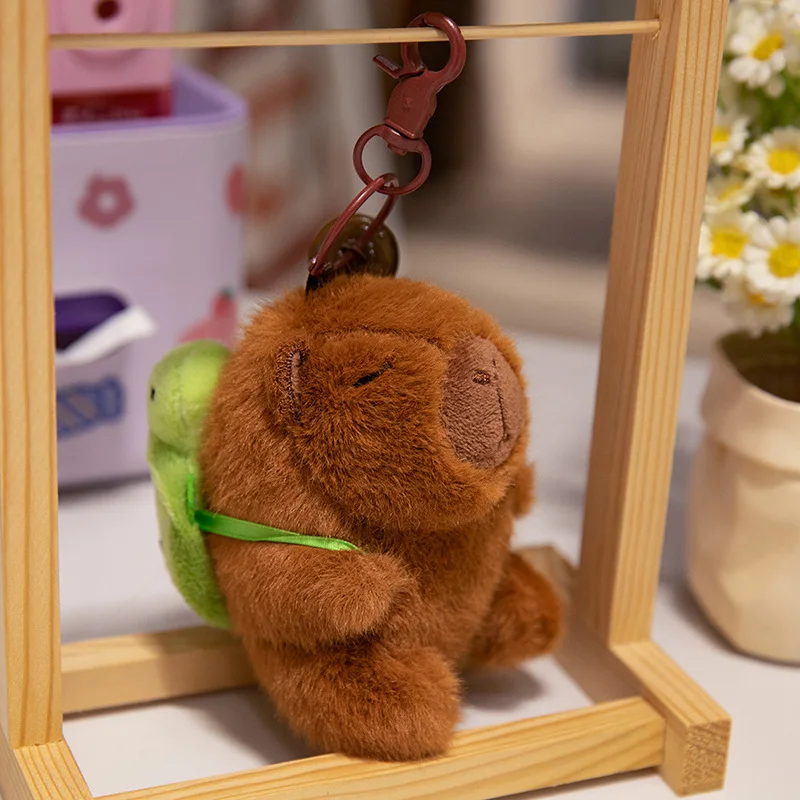 Capybara กระเป๋าเป้สะพายหลังรูปเต่าน่ารักพร้อมจี้ตุ๊กตาหนานุ่มพวงกุญแจตุ๊กตาสัตว์ของขวัญ