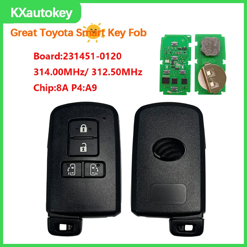 

KXK007015 For Toyota Alphard Board-231451-0120 Keyless Entry Push Start Key With 8A P4 A9 Chip