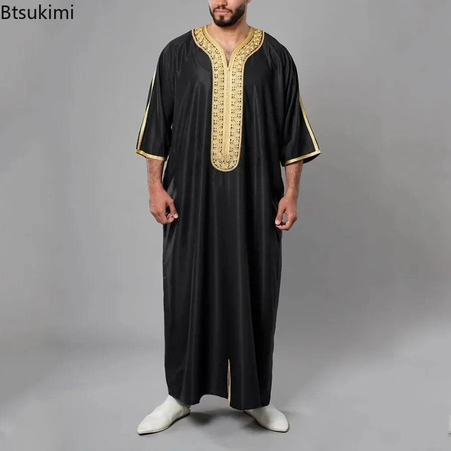 Batas con capucha de estilo étnico para hombre, moda musulmana de Ramadán Eid, Jubba Thobe, caftán turco de Dubái, Abayas, ropa islámica de Oriente