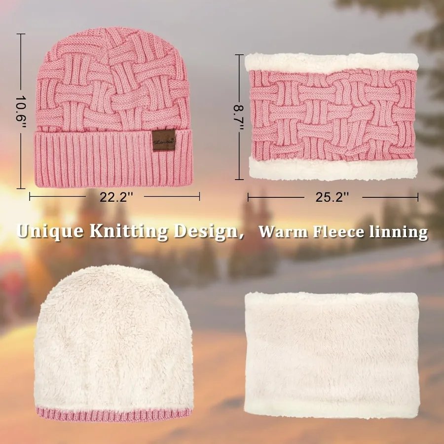 3 peças chapéu de inverno pescoço mais quente touchscreen luvas conjunto malha cachecol grosso gorro chapéus cachecóis conjunto para ao ar livre tempo frio proteger