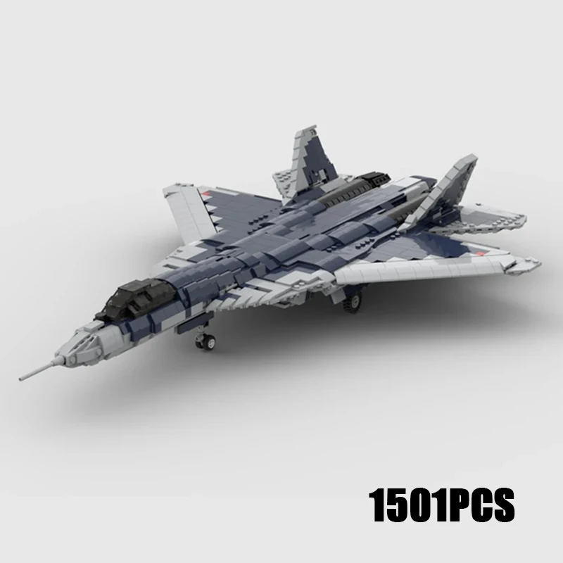 Moc Building Bricks Military Weapon Model SU57 Stealth Fighter Technology Modular Blocks Gifts Toys For Children DIY  Assembly