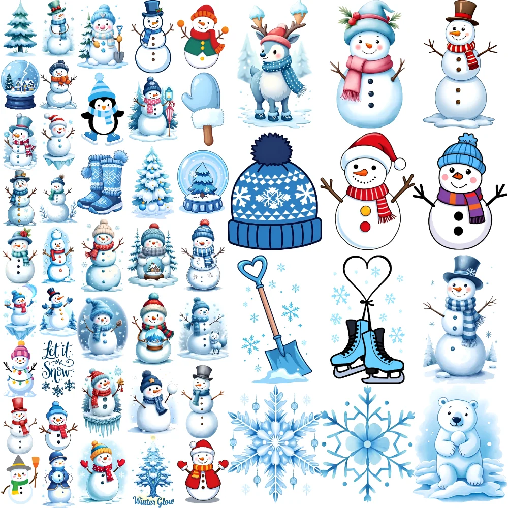 54pcs Temporary Tattoo Snowman Illustrations Cartoon Christmas Stickers Temporary Tattoo Stickers For Women Men Arms