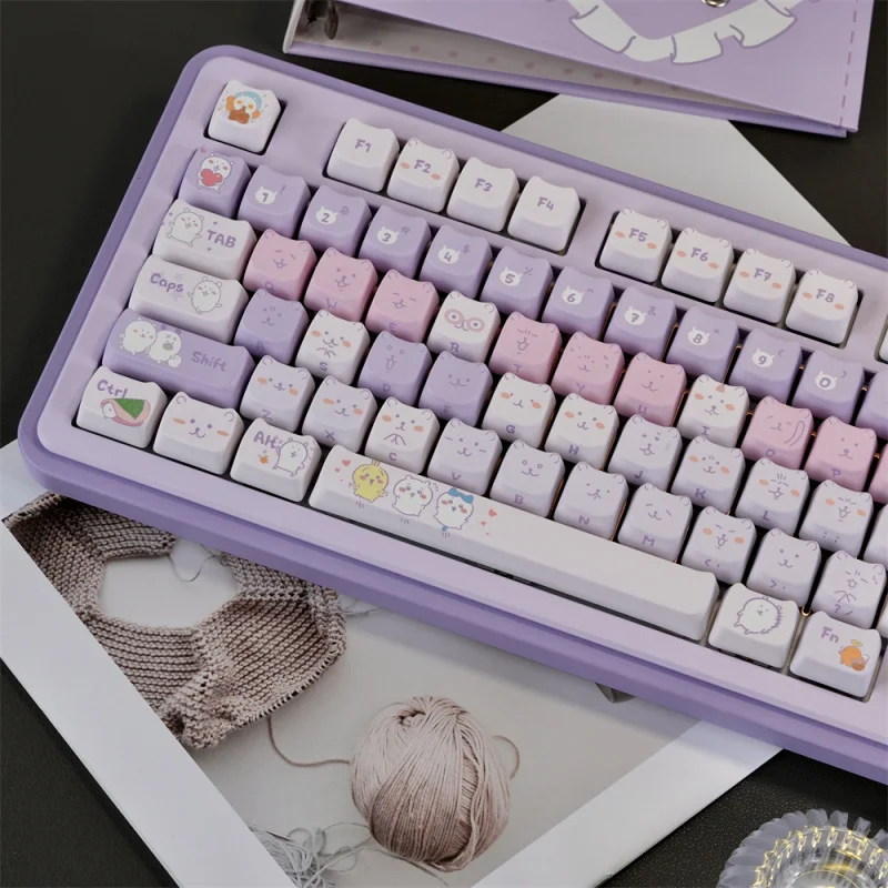 Cute Bear Keycaps 130 Keys Custom OEM PBT Dye-Sublimation Mao Profile Key Cap For Mechanica Keyboard 60% 75%