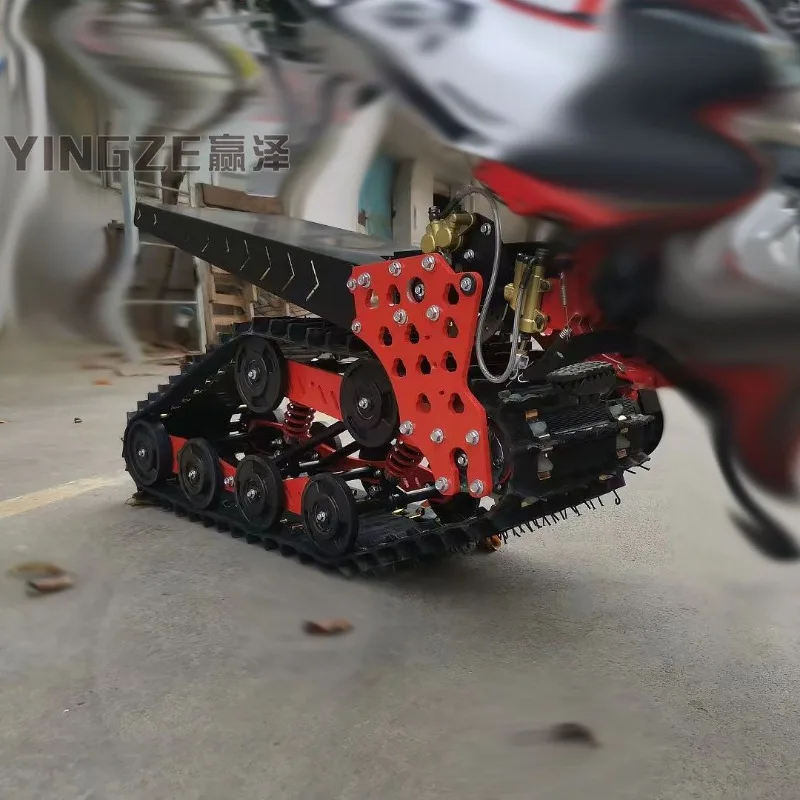 Modified two wheeled snow 250CC off-ro-ad vehicle accessories, track wheels, sled plates, rubber tracks