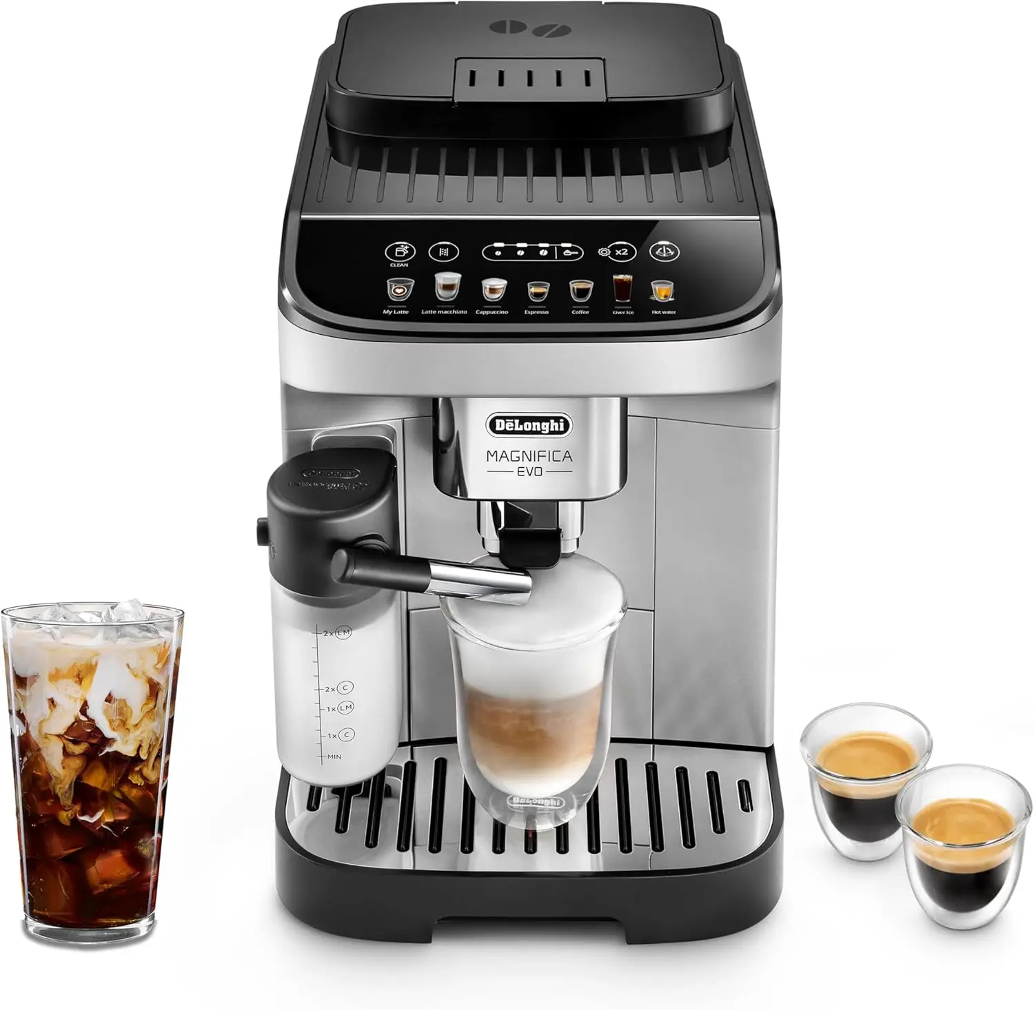 Magnifica Evo Automatic Espresso & Coffee Machine with Automatic Milk Frother for Latte, Cappuccino, Iced Coffee, Buil