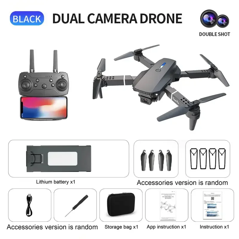 

2025 Christmas New E88 Pro WIFI FPV Drone Wide Angle HD 4K 1080P Camera Height Hold RC Foldable Quadcopter Dron Helicopter Toys