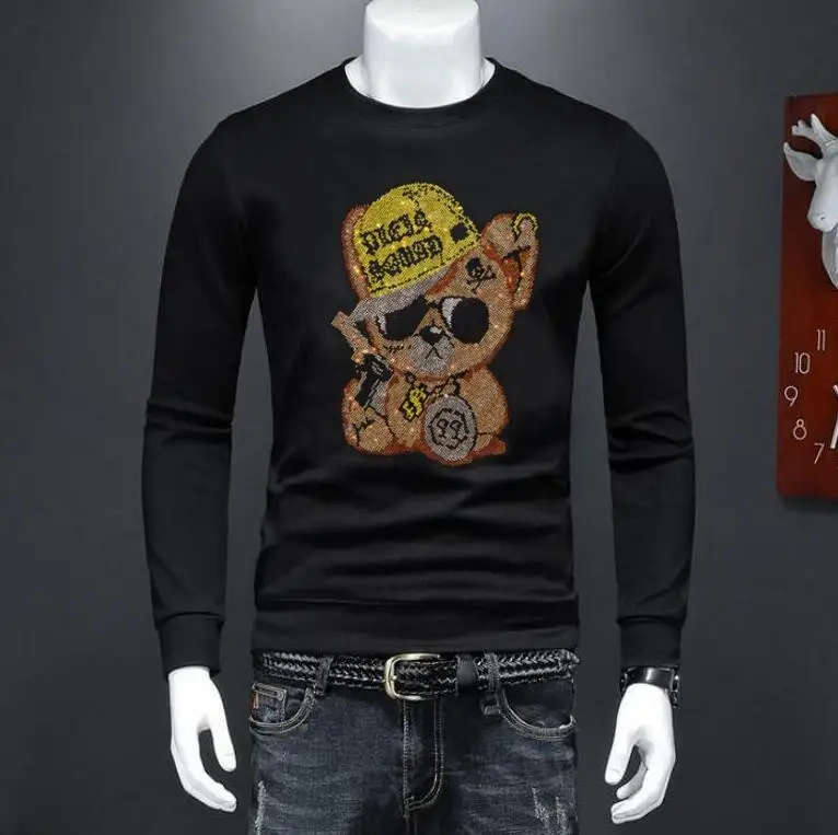 

Sweatshirt winter New Male Casual Mens pullover Fashion Brand Men's Rhinestone pullover