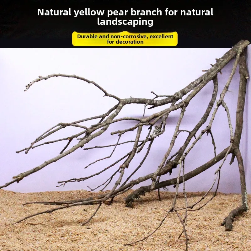 

Декоративное украшение из жёлтого грушевого дерева для аквариума, оригинальный ручной работы элемент для оформления пруда, простой и стильный дизайн.