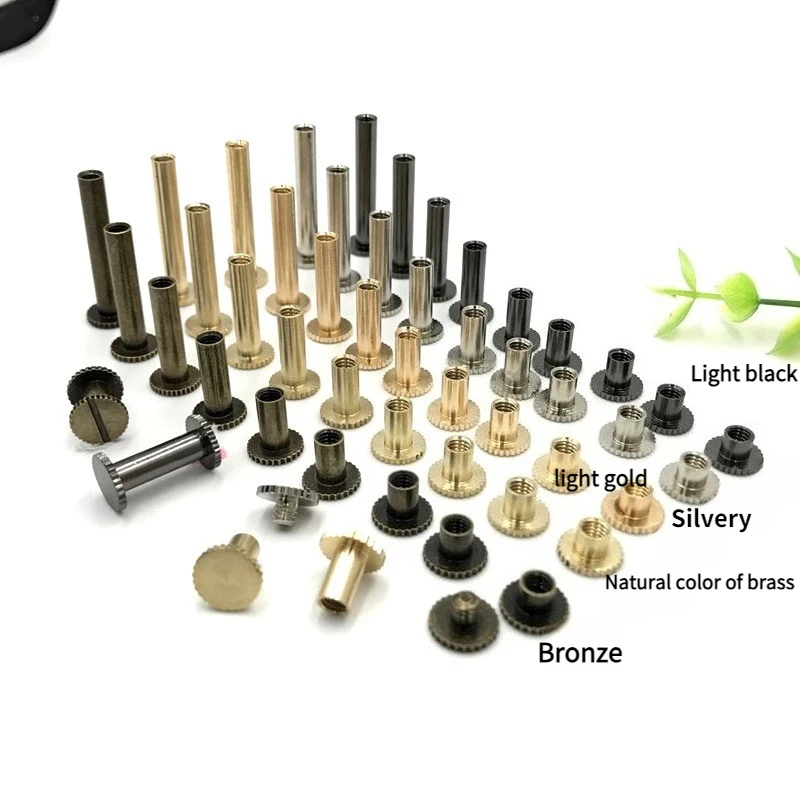 Solid Brass Binding Screws Nail Stud Rivets for Photo Album Leather Craft Studs Belt Wallet Fasteners 9.5mm Cap