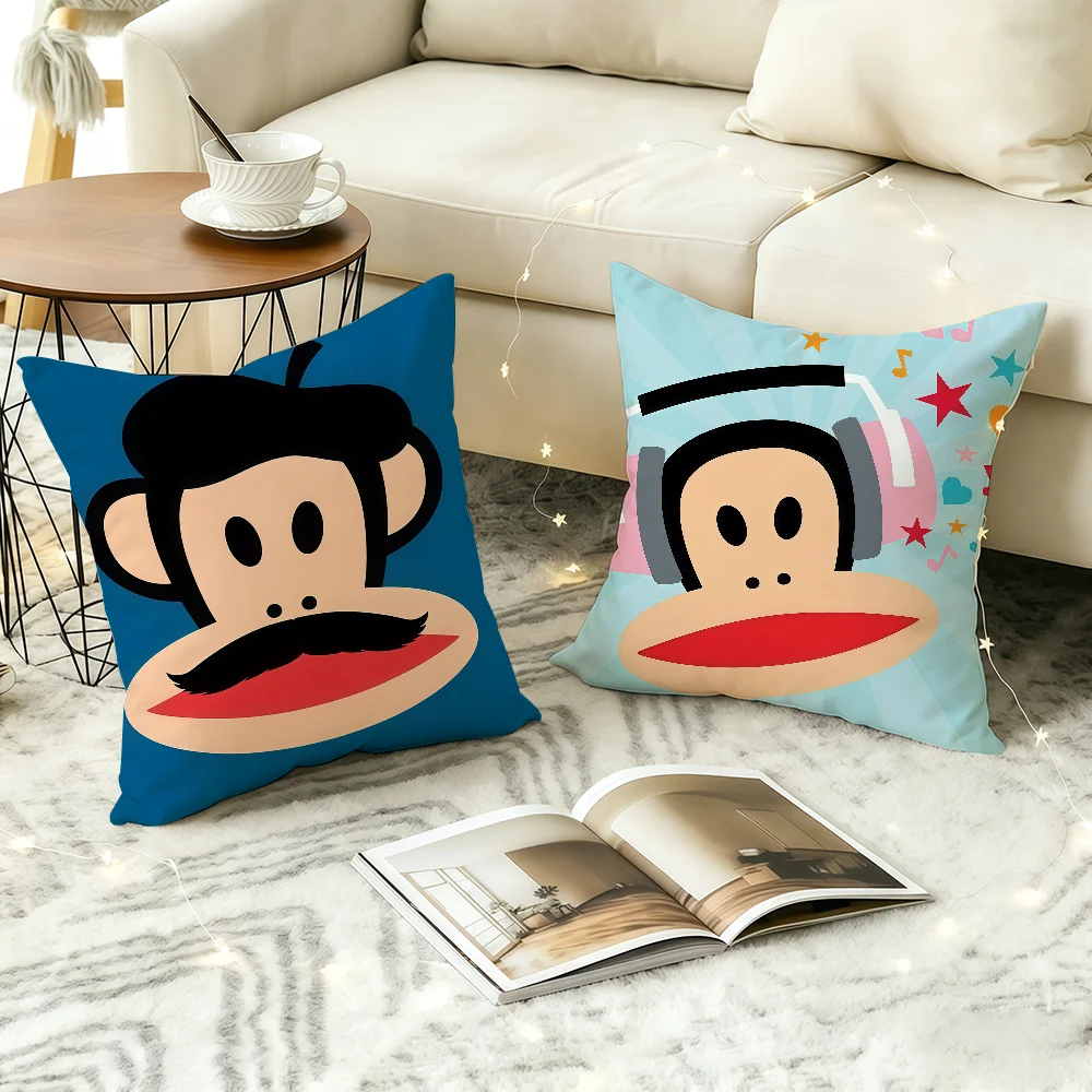 P-Paul F-Frank Monkey cushion cover Comfortable Decorative For Bedroom Living room Dormitory Picnic and Holiday Decoration