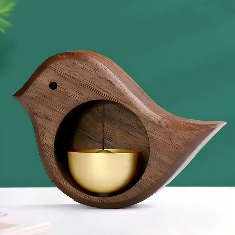 Strong Magnetic Wood Doorbell Chimes Bird-shaped Home Garden Welcome Wind Chime Suction Store Entrance Refrigerator DIY Decor