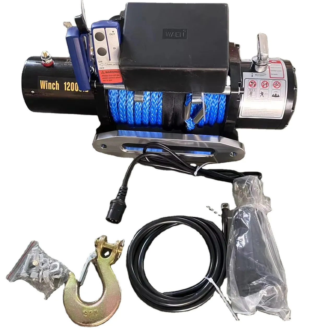 4500LBS Electric Offroad Winch 12V 24V DC Motor Steel Construction Remote Control 1400W Stainless Steel Rope 10m Recovery