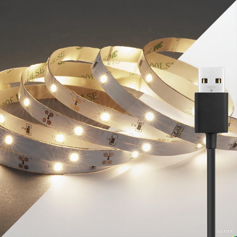 White LED Strip Light, 5V LED Light Strip White, Warm White 3000K/6500K Daylight Bright LED Light for Bedroom, Kitchen,Mirror