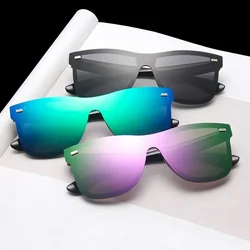 Dropshipping Oversized Mirror Glasses Fashion Outdoor Beach Traveling Unique Colorful UV400 Shades Sunglasses