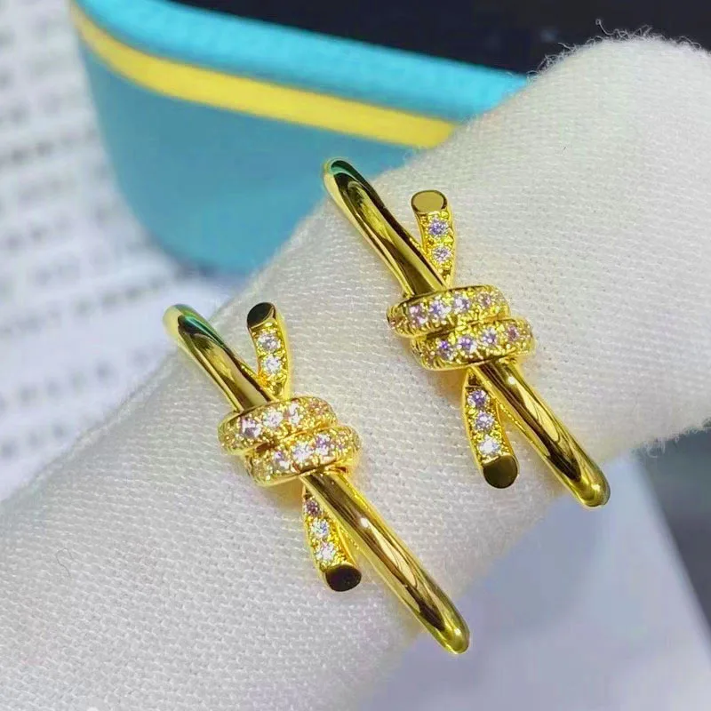 Knot Ring Fashion Zircon Knotted Cross Bow Gold Silver Plated Knuckle Tail Rings For Women Party Jewelry