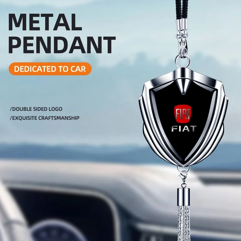 Car Interior Rearview Mirror Pendant Metal Emblem Decoration Accessories for Fiat Stilo Bravo 500 Punto Panda Pondo Abarth Doblo