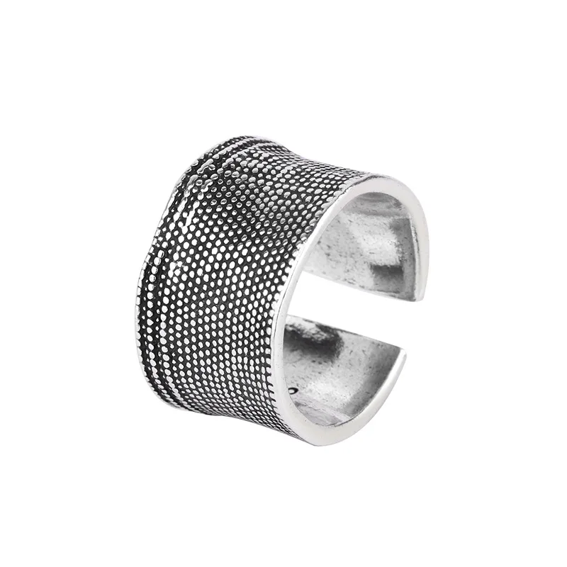 جديد ريترو بسيط النباح عثرة نمط 925 فضة مجوهرات شخصية هندسية شعبية افتتاح خواتم TYB175 #5