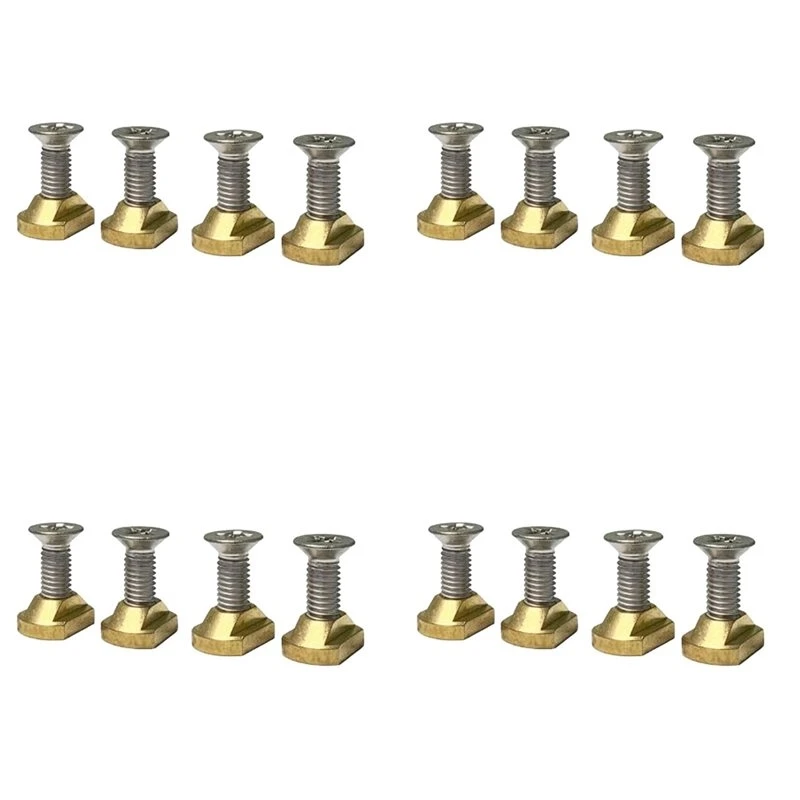 【New User-Coupon!】16Pcs M8 Hydrofoil Mounting Brass T-Nuts For Surfing All Hydrofoil Tracks Outdoors Surfing Accessories Gold