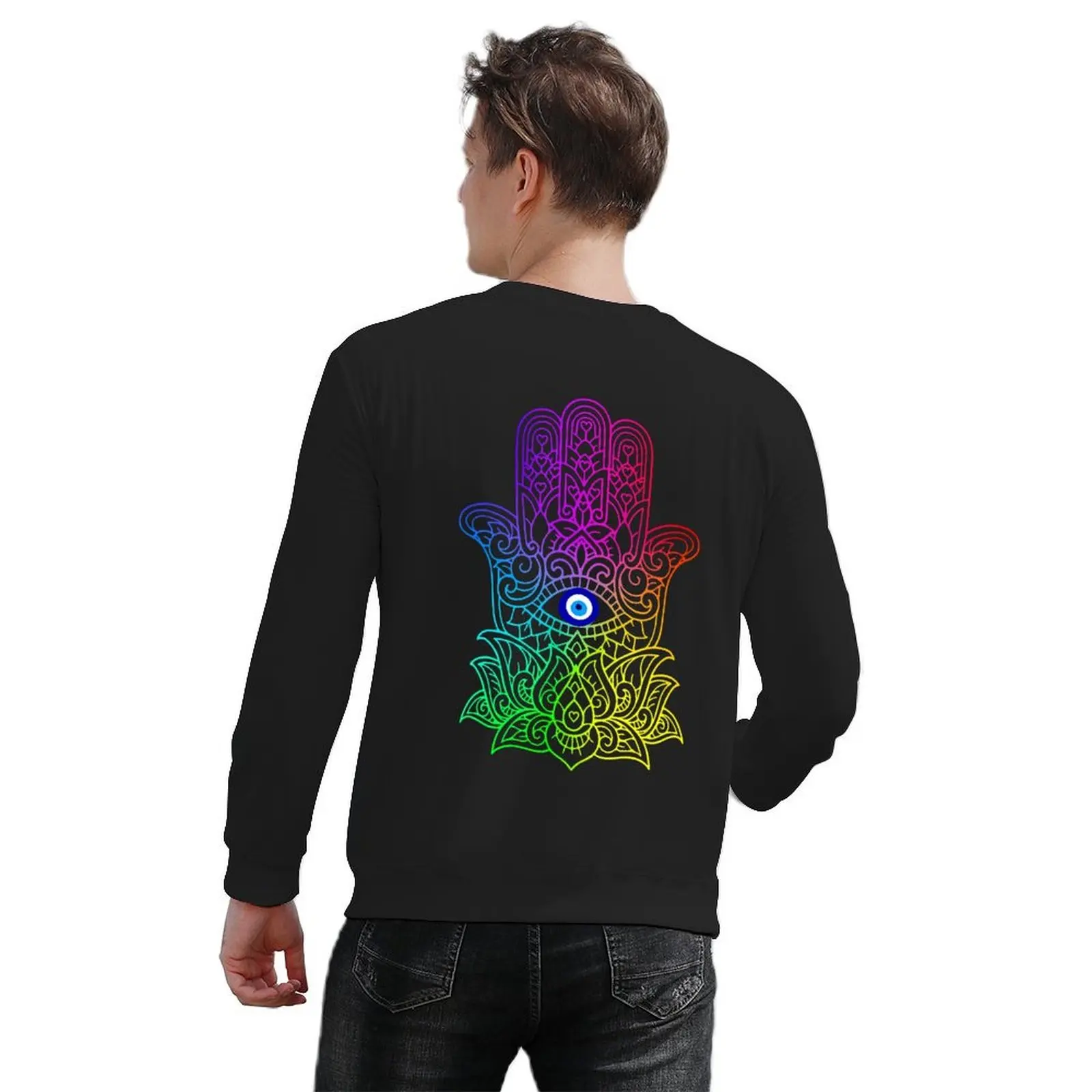 يد همسة فاطمة الشر التركية عين النمر البلوز ملابس رجالي الخريف الرجال قميص العرق مجموعة الخريف الملابس بلوزات