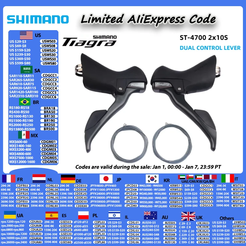 SHIMANO TIAGRA ST-4700 Shifter 2x10 Speed DUAL CONTROL LEVER -SLR-EV Shift Lever ST-4700-L 2S/ST-4700-R 10S For Road Bike Parts