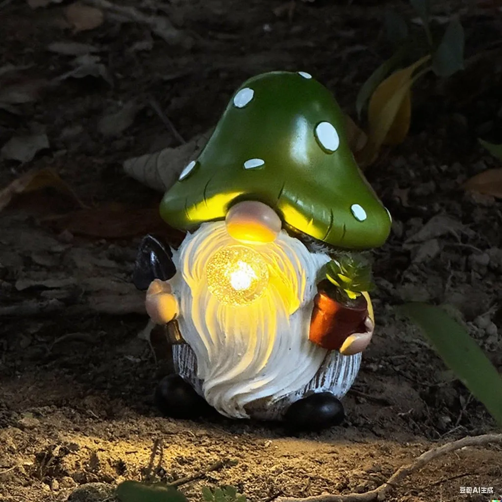

Mushroom Decor Garden Gnomes with Solar Light Yard Art Statue Decor with Bubble Ball for Outside Lawn Patio Gardening Gifts