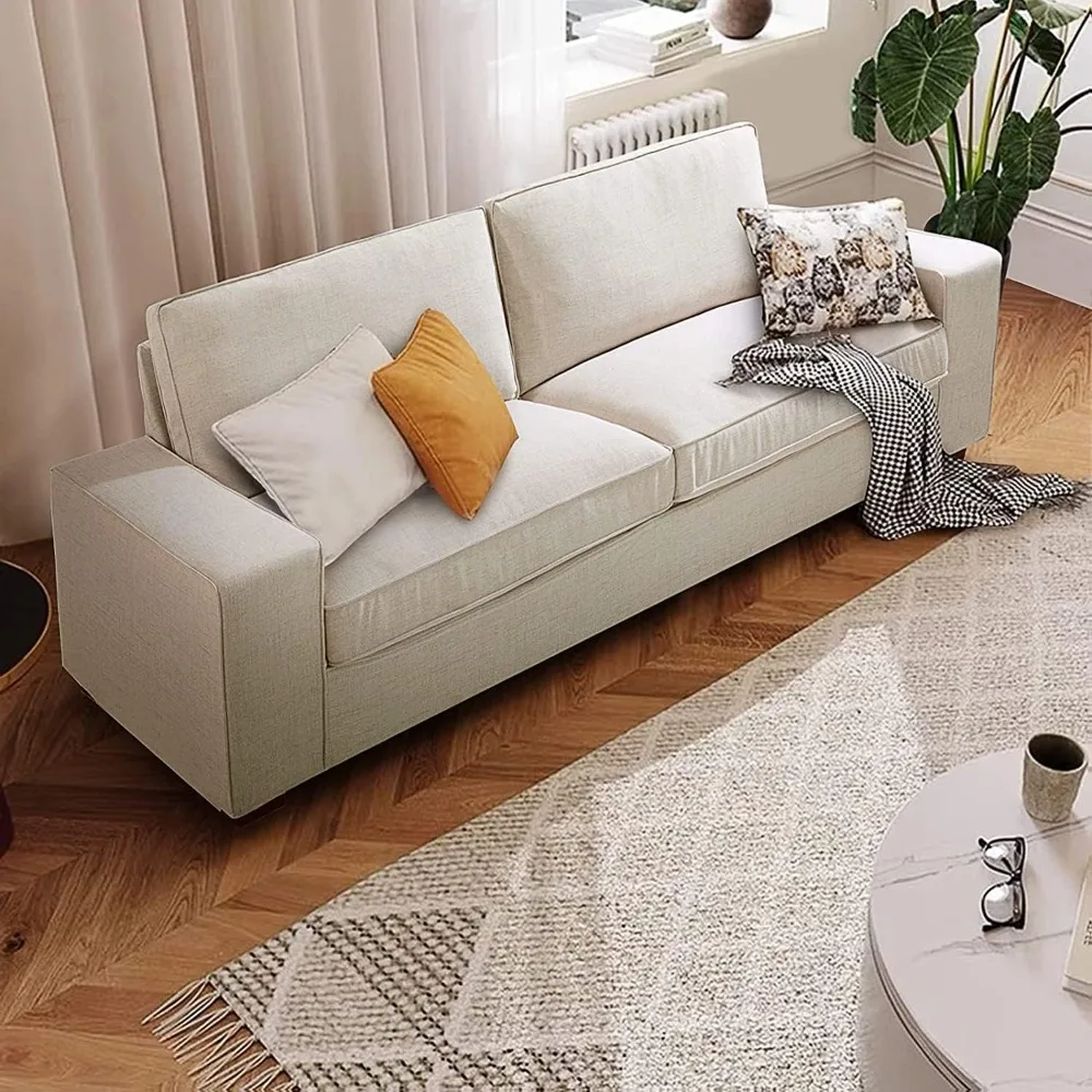 Modern Loveseat Sofas for Living Room, Fabric Chenille Couch with Solid Wood, Metal, Removable Cover,Easy to Install