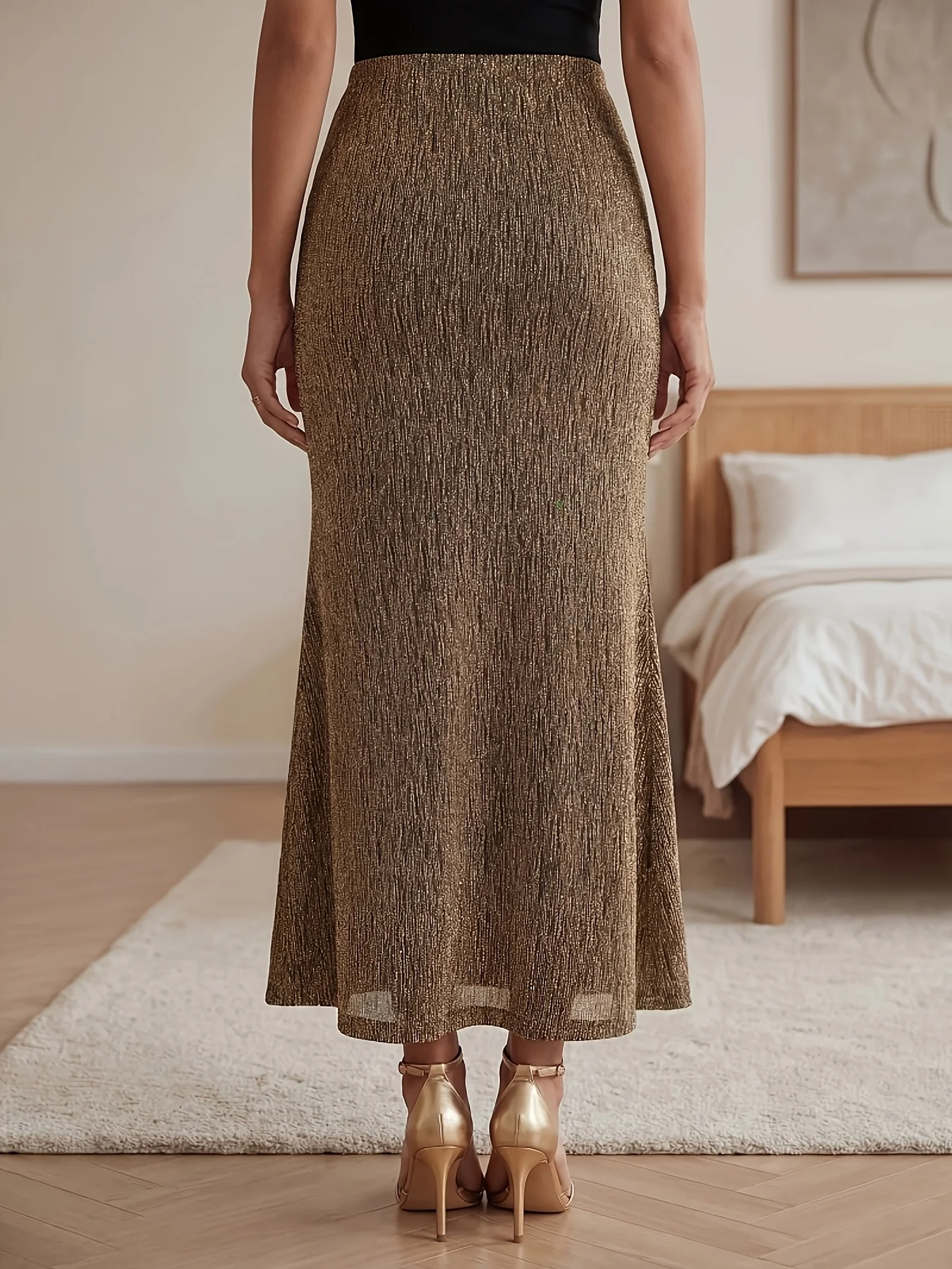 Women's Casual Elegant Solid Color Dress Elastic Waist Half Skirt Fashionable And Comfortable Women's Clothing