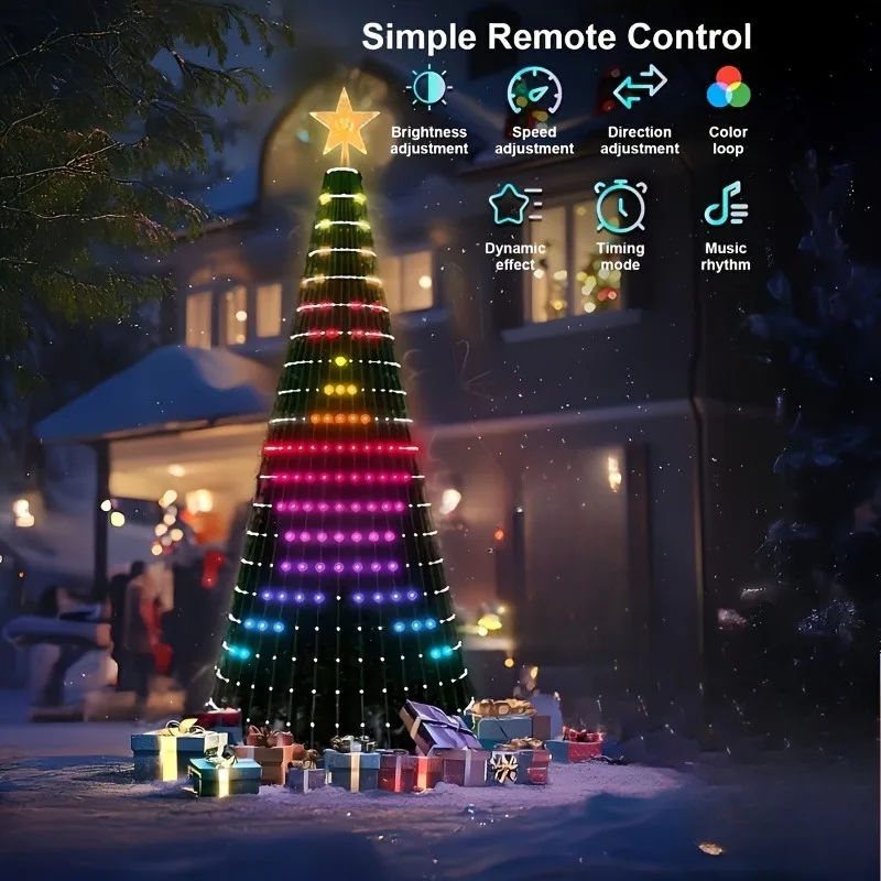 Luces de árbol de cono de Navidad inteligentes para interiores y exteriores, decoración de pared LED para árbol de Navidad, jardín, dormitorio, Bar, boda, fiesta de cumpleaños,