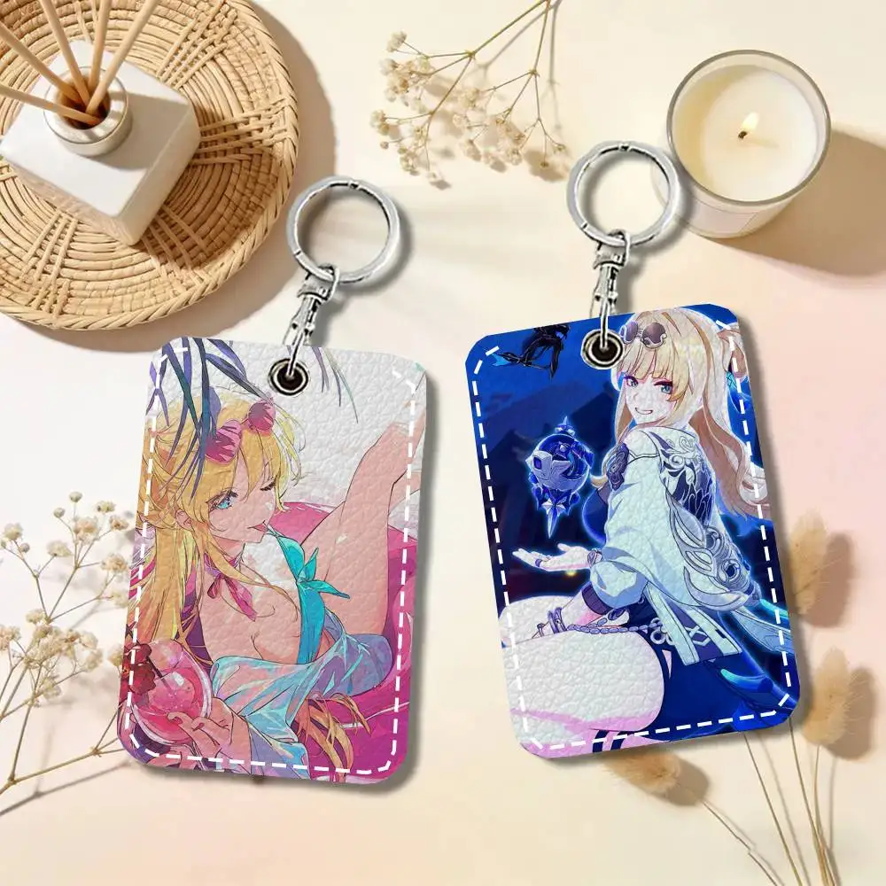 Songque Animated Game H-Honkai Impact 3rd Card Case Keychain Access Card Bag Key Tag Ring Leather Card Holder Key Ring Access