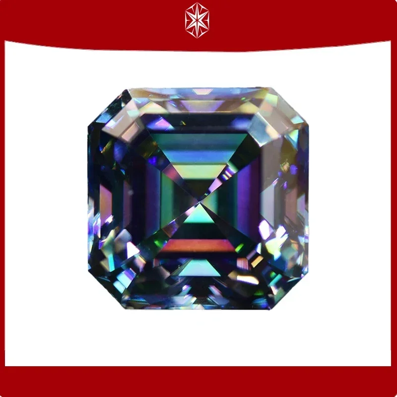 

Moissanite Stone Rainbow Green Asscher Cut Lab Grown Moissanite 0.5CT-5CT Jewelry Pass Diamond Tester with GRA Certificate