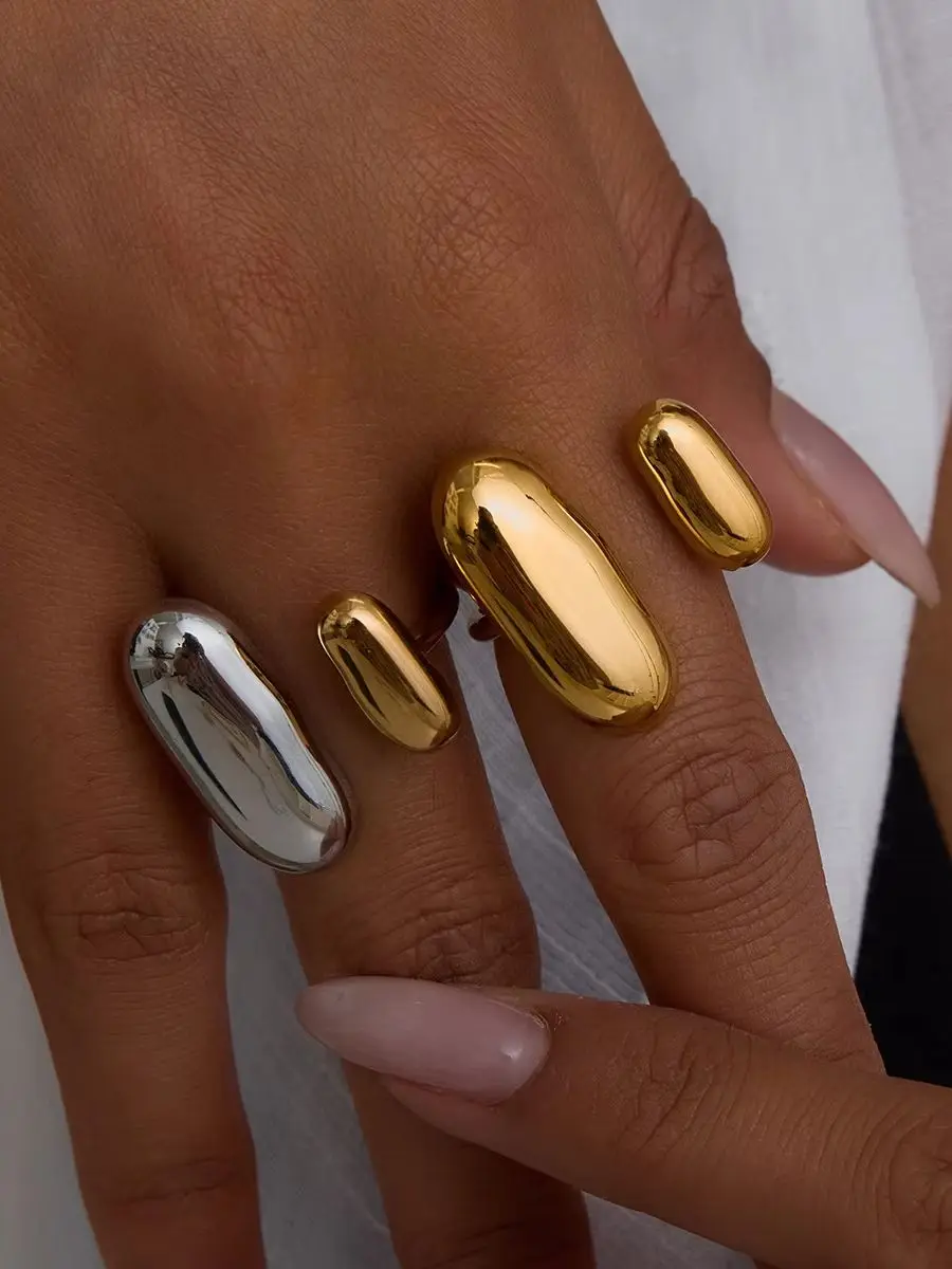 

Miranda Stainless Steel Minimalism Fashion Chic Ring for Women Real Gold Pvd Plated Waterproof Trendy Metal Smooth Simple Jewelr