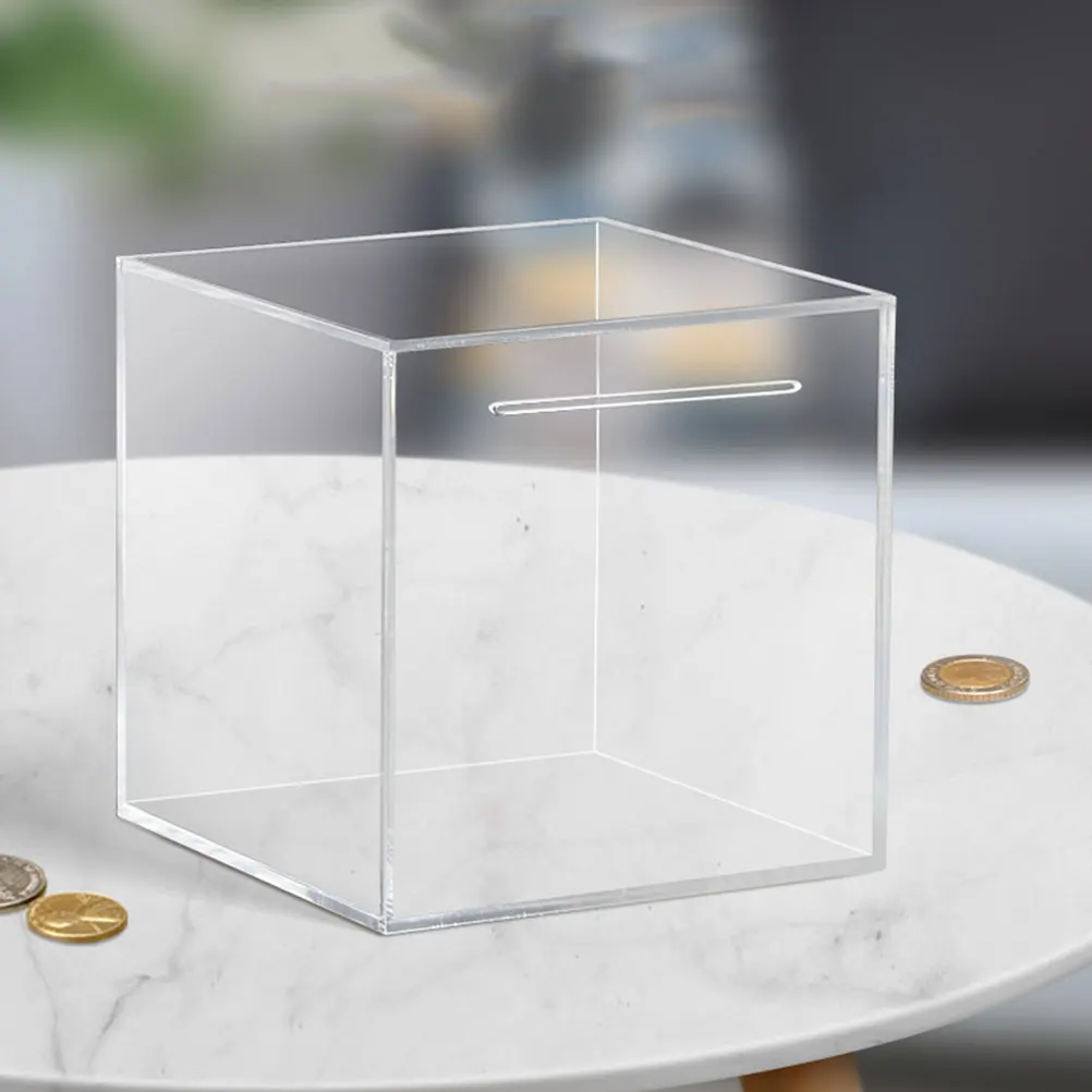 

Acrylic Piggy Bank 15x15x15cm Transparent Jar Desktop Container Clear Savings Coin Cash Box Only Saving Money Bank Acrylic Money