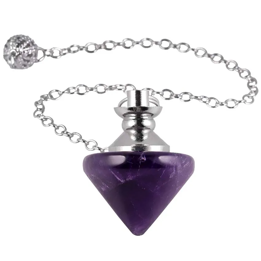 Kristallkegelstein-Pendler zum Wünschelfen, Weissagung, natürlicher Amethyst, Quarz, Heilung, spitzer Reiki-Chakra-Anhänger, Pendel péndulo