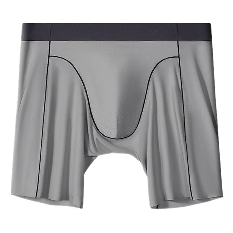 

Mens Underwear Boxer Shorts Seamles Ice Silk Panites Man Breathbale Pouch Extended Long Underpant Plus Size Anti-Wear Boxers
