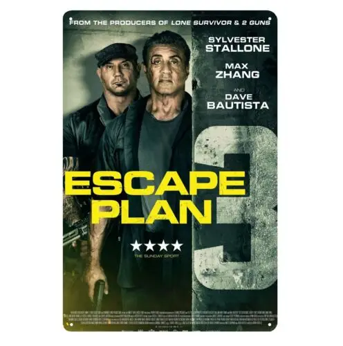 Escape Plan 3 Movie Metal Poster Collectable Tin Sign 20x30cm-Aluminum