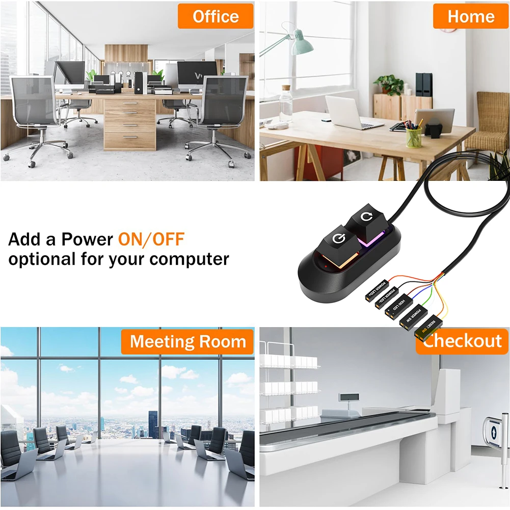 Desktop Computer Aan/Uit-Knop Pc Schakelaar Mechanische Sleutel Externe Herstart Aan/Uit-Knop 200Cm Verlengkabel Voor Pc-Behuizing