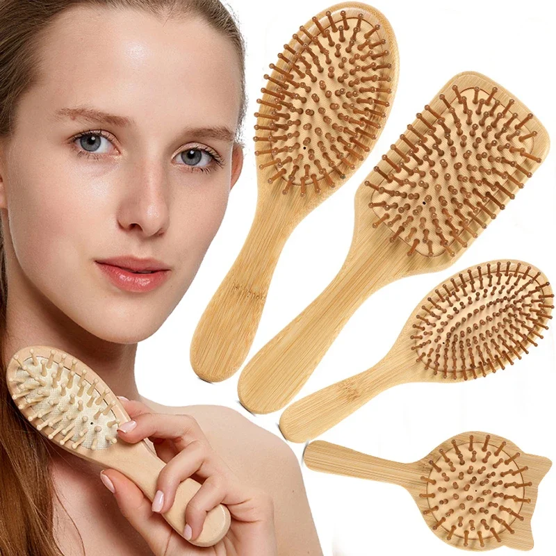 Portable Wood Comb Professional Air Cushion Hair Loss Massage Brush Hairbrush Comb Scalp Hair Care Healthy Bamboo Comb