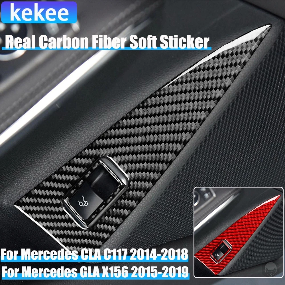 

Настоящее углеродное волокно, автомобильные аксессуары, панель переключателя багажника, накладка, мягкая наклейка для Mercedes CLA C117 2014-2018 GLA X156 2015-2019