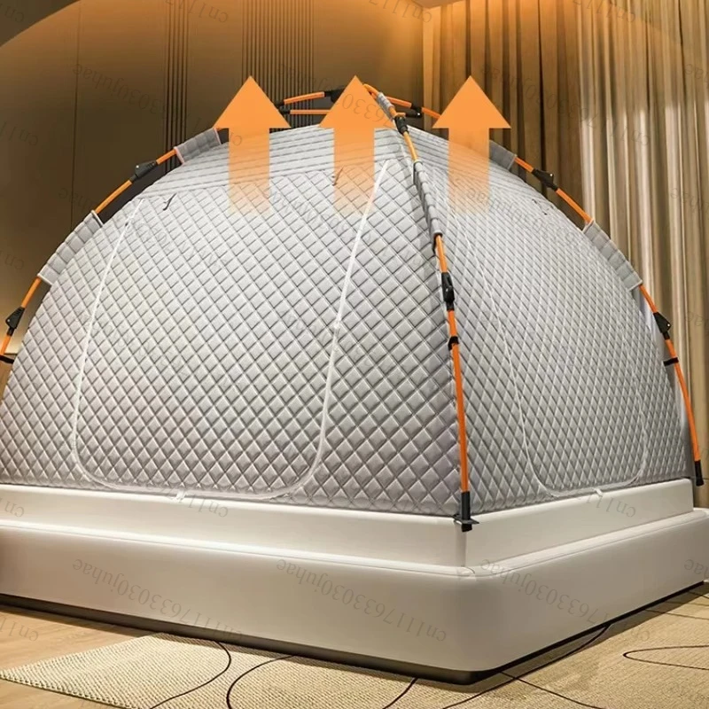 Thicken Warm Windproof Blackout Anti-Drop Bed Tent Mosquito Net Full Coverage Mongolian Style Bed Curtain for Home Bedroom