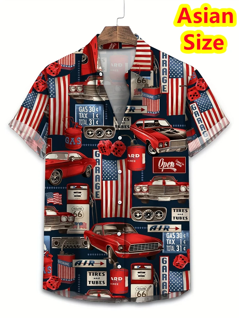 

New America Flag Graphic Man Shirts Clothing 3D Print Hawaiian Beach Dress Shirt Man Short Sleeve Y2k Tops Vintage Lapel Blouse