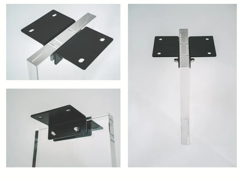 Set of 2 Solid 1/1.6/2 Inches Thick Clear Acrylic Rectangle Coffee Bench Legs Lucite Legs for Furniture Replacement