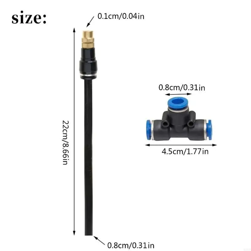 E06B Brass Misting Nozzles for Mister Nozzle Thread Misting Nozzle Tees with Plug Adjustable for Outdoor Misting System