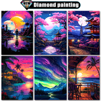 Large size DIY Diamond Art Painting Aurora Sunset Car landscape Wall Home Decor Full Square&Round mosaic embroidery Cross stitch